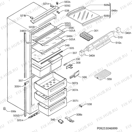 Взрыв-схема холодильника Aeg Electrolux SCD81800S0 - Схема узла Housing 001